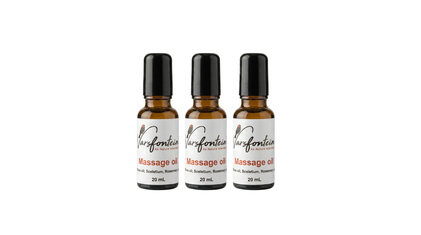 Varsfontein massage oil — olive oil, Sceletium and rosemary, 20ml